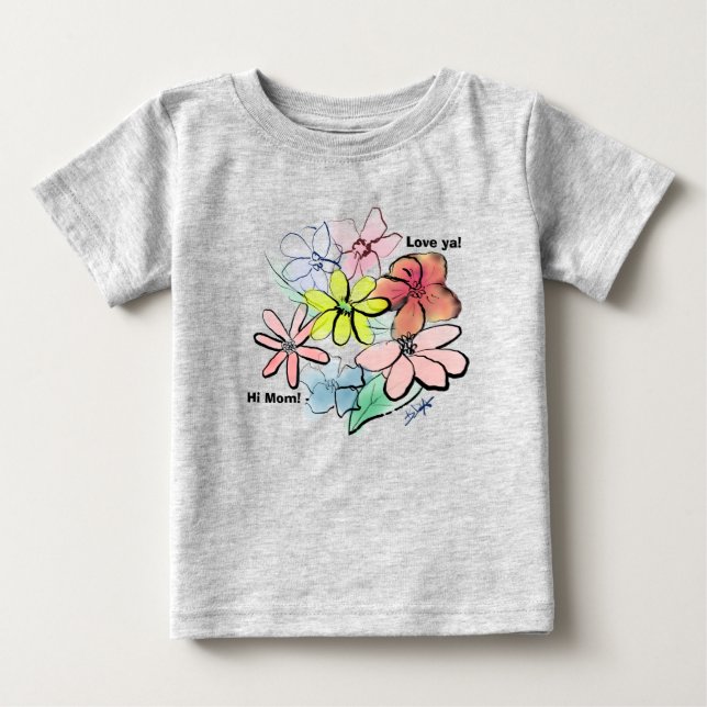 T-shirt Pour Bébé Bouquet de fleurs fleuri mignon pour fille (Devant)