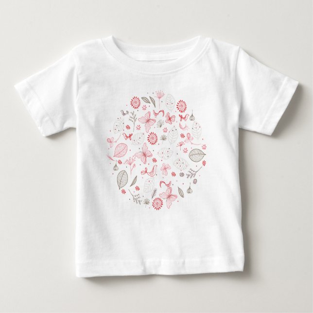 T-shirt Pour Bébé Bouquet de fleurs roses doucement écloses (Devant)