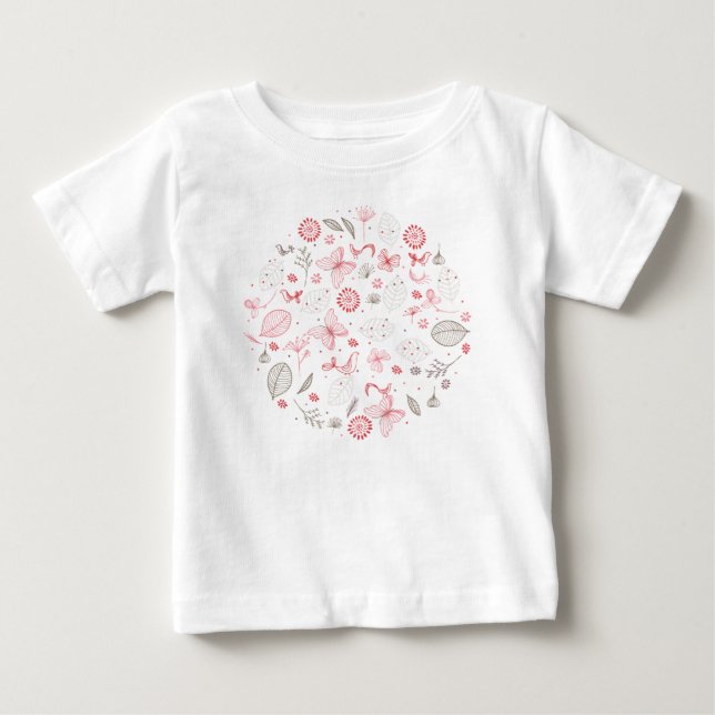 T-shirt Pour Bébé Bouquet de fleurs roses en fleurs doucement (Devant)