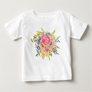 T-shirt Pour Bébé Bouquet Rose d'aquarelle