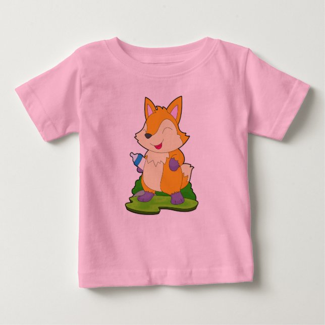 T-shirt Pour Bébé Bouteille bébé Fox Lait (Devant)