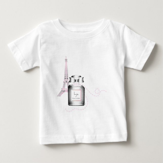 T-shirt Pour Bébé Bouteille Parfum avec tour Eiffel et corde (Devant)