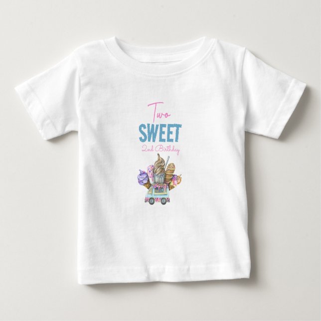 T-shirt Pour Bébé Boy Ice Cream Camion Deux Sweet 2e Anniversaire (Devant)