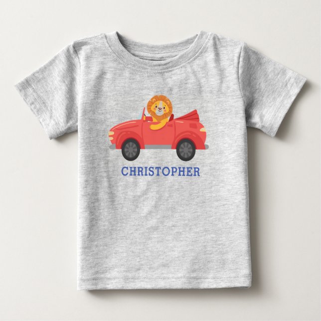 T-shirt Pour Bébé Boys Cute Cool Racing Car Nom Personnalisé (Devant)