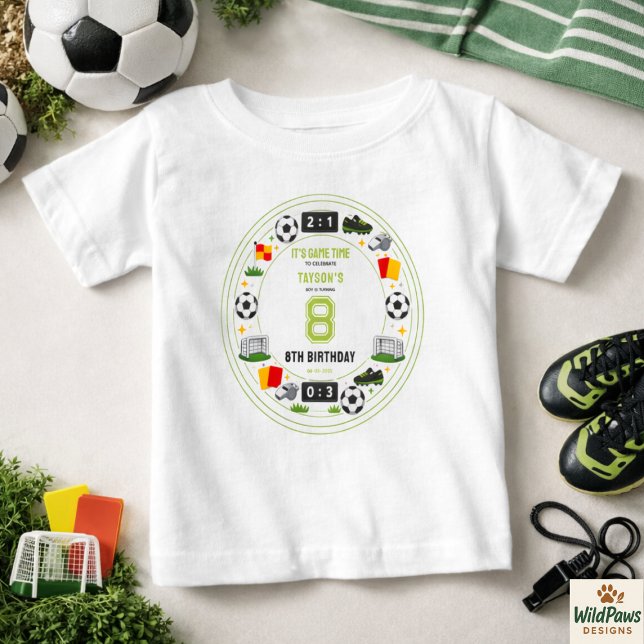 T-shirt Pour Bébé Boys Modern Sports Soccer Kids 8th Birthday Party (Boys Modern Sports Soccer Kids 8th Birthday Party Baby T-Shirt
)
