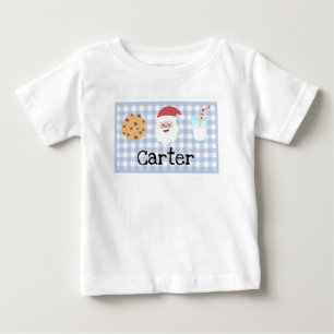T-shirt Pour Bébé Boys Plaid Père Noël Lait et Cookies T-shirt bébé