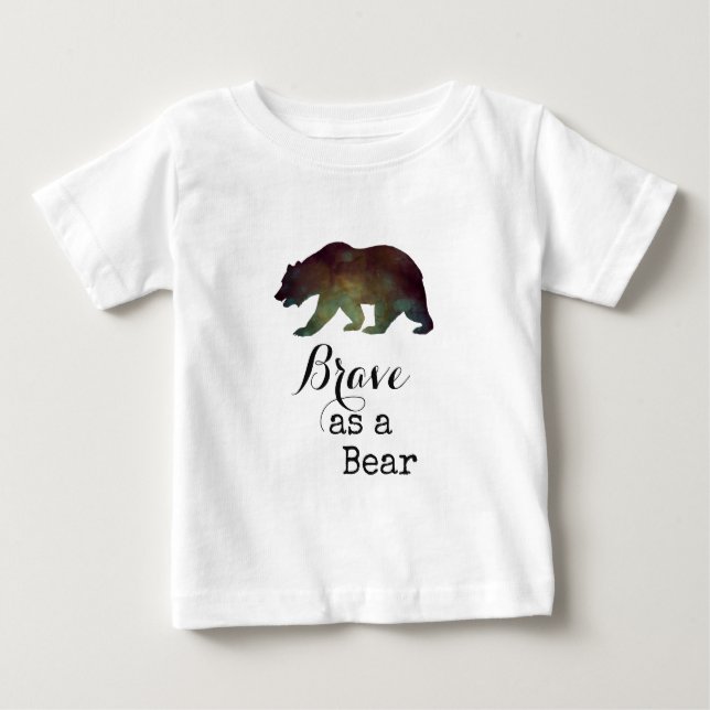 T-shirt Pour Bébé Brave comme l'ours aquarelle typographie (Devant)