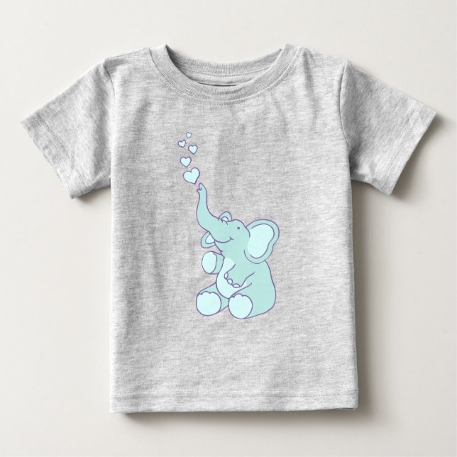 T-shirt Pour Bébé Brise cardiaque mignonne bleu éléphant (Devant)