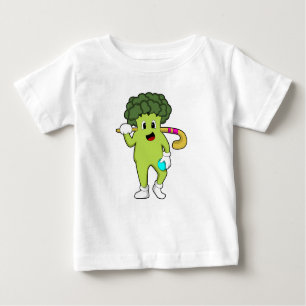 T-shirt Pour Bébé Broccoli à Hockey avec chauve-souris de hockey