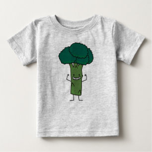 T-shirt Pour Bébé Broccoli Flexing à tête d'arbre heureuse végétal v