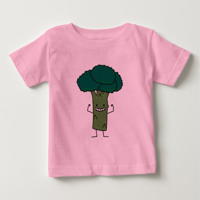 T-shirt Pour Bébé Brocoli fléchissant le légume heureux de vert de (Devant)