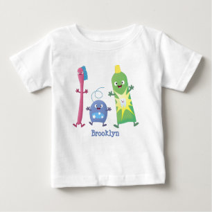 T-shirt Pour Bébé Brosse à dents mignonne dentifrice dentaire soie d