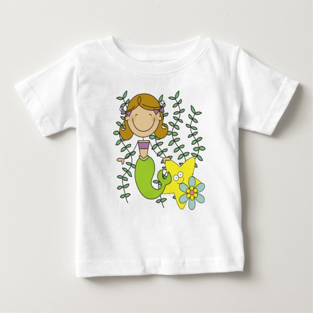T-shirt Pour Bébé Brown Haired Mermaid (Devant)