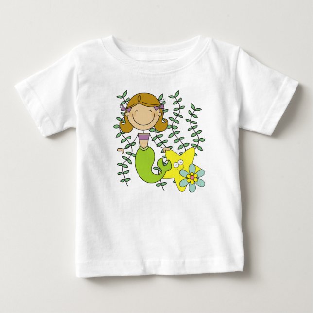 T-shirt Pour Bébé Brown Haired Mermaid (Devant)