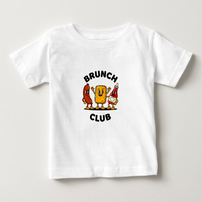 T-shirt Pour Bébé Brunch Club Retro Cartoon Food Fun Design (Devant)