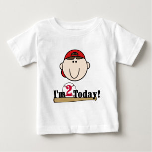T-shirt Pour Bébé Brunette Boy Baseball 2e anniversaire