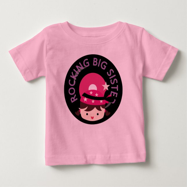 T-shirt Pour Bébé Brunette en mode Grande Soeur (Devant)