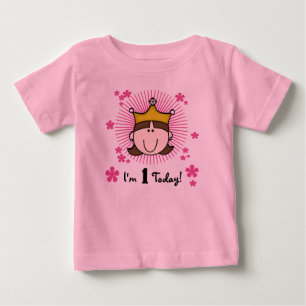 T-shirt Pour Bébé Brunette Princesse 1er anniversaire
