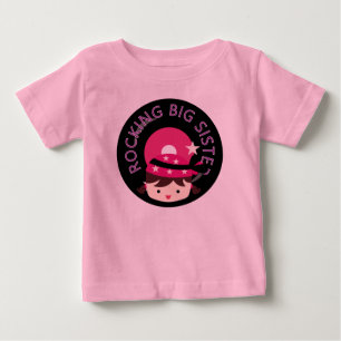 T-shirt Pour Bébé Brunette Rockeuse Grande Soeur