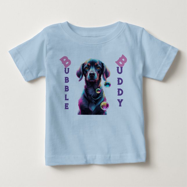 T-shirt Pour Bébé Bubble Fun : mignonne Black Dog Adventure (Devant)