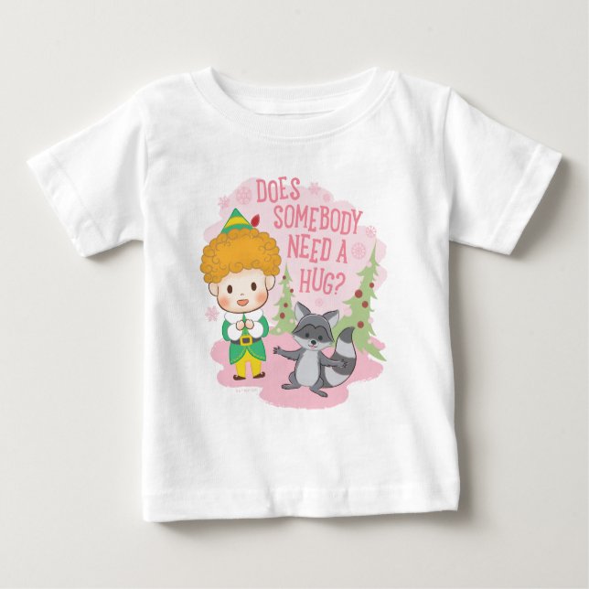 T-shirt Pour Bébé Buddy l'Elfe Quelqu'un a besoin d'un câlin ? (Devant)