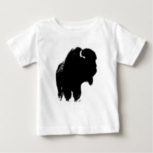 T-shirt Pour Bébé Buffalo noir et blanc de bison d'art de bruit
