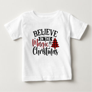 T-shirt Pour Bébé Buffalo Plaid Croire à la magie de Noël