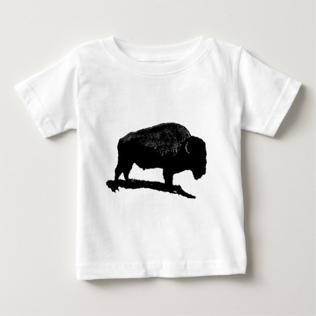 T-shirt Pour Bébé Buffle noir et blanc (Devant)