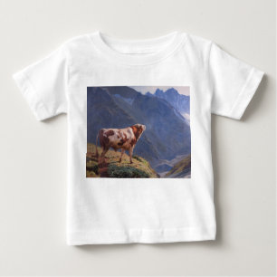 T-shirt Pour Bébé Bull dans les Alpes (par Eugène Burnand)
