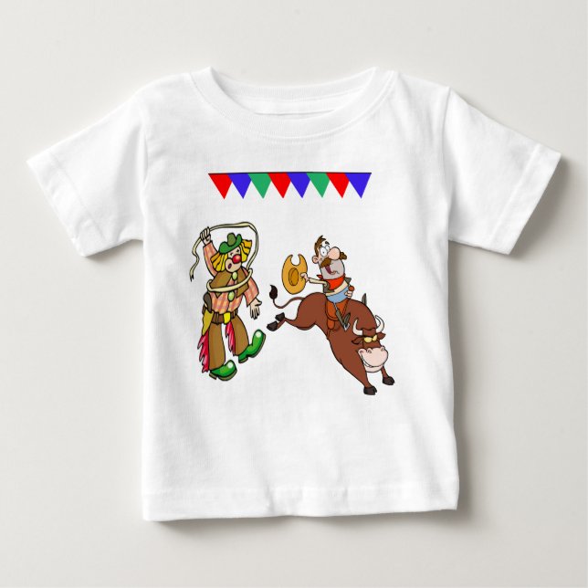 T-shirt Pour Bébé Bull Rider et Rodeo Clown (Devant)
