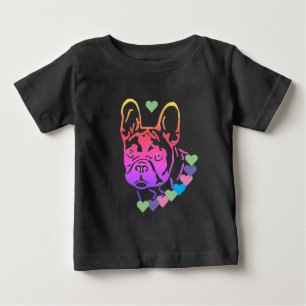 T-shirt Pour Bébé Bulldog français avec collier de coeur