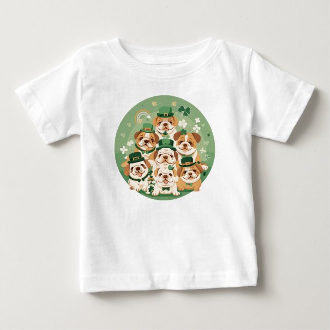 T-shirt Pour Bébé Bulldogs anglais de la Saint-Patrick (Devant)