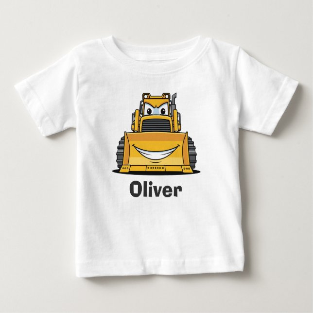 T-shirt Pour Bébé Bulldozer de chantier souriant mignon (Devant)