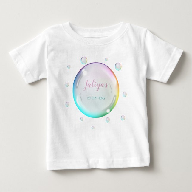 T-shirt Pour Bébé Bulles d'aquarelle Anniversaire  (Devant)