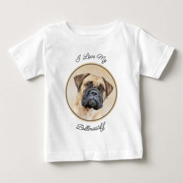 T-shirt Pour Bébé Bullmastiff Peinture - Joli chien d'origine art (Devant)