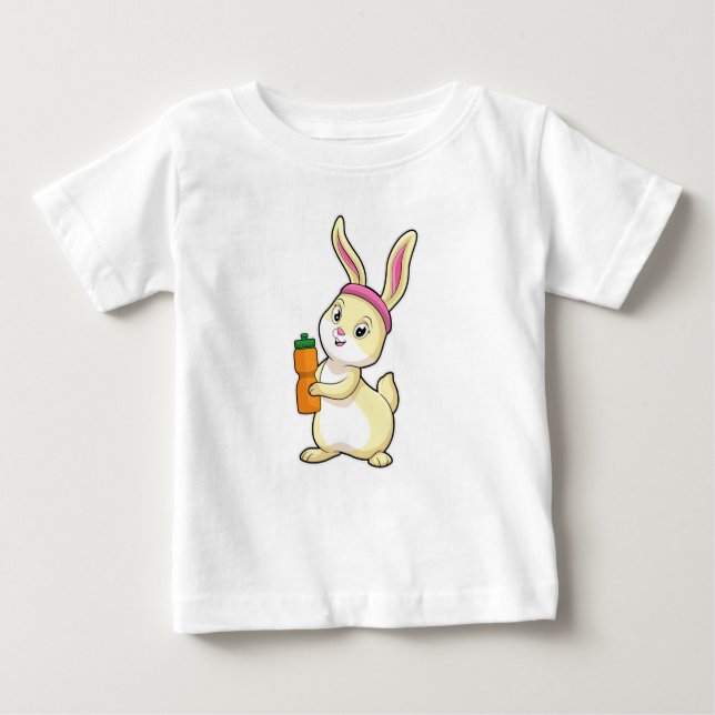 T-shirt Pour Bébé Bunny at fitness with Drinking bottle (Devant)