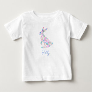 T-shirt Pour Bébé Bunny de Pâques Floral NOM Printemps coloré amusan