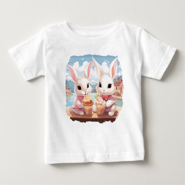 T-shirt Pour Bébé Bunny ice cream (Devant)