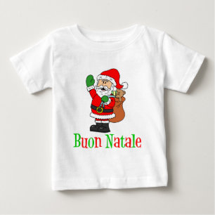 T-shirt Pour Bébé Buon Natale Italien Père Noël Enfants