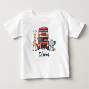 T-shirt Pour Bébé Bus Whimsical de Londres avec Giraffe & Elephant
