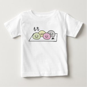 T-shirt Pour Bébé Câble de riz à la crème glacée Cute Mochi Thé vert