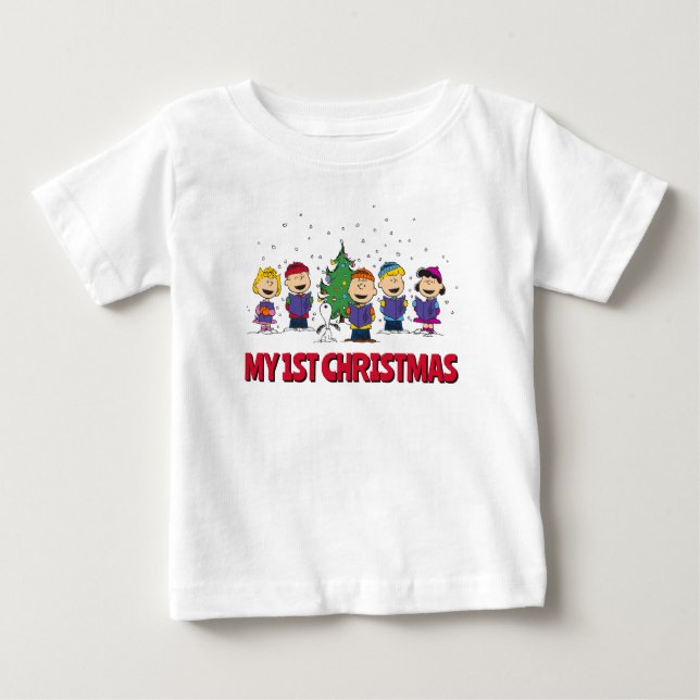 T-shirt Pour Bébé cacahuètes | Autour de l'arbre de Noël (Devant)