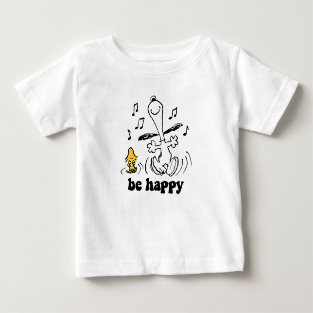 T-shirt Pour Bébé Cacahuètes Danse de bonheur de Snoopy et Woodstock (Devant)