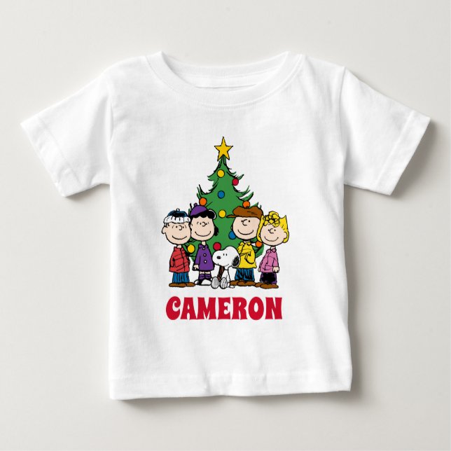 T-shirt Pour Bébé cacahuètes | La Bande autour de l'arbre de Noël (Devant)