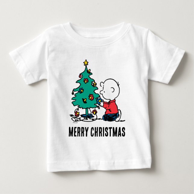 T-shirt Pour Bébé cacahuètes | Lumières de Noël Brown Charlie (Devant)