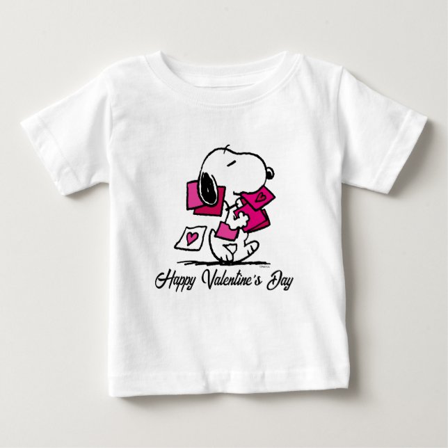 T-shirt Pour Bébé cacahuètes | Saint Valentin | Snoopy Avec Valentin (Devant)