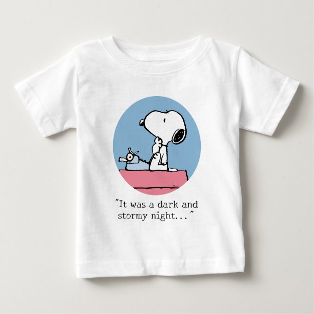 T-shirt Pour Bébé cacahuètes | Snoopy à la machine à écrire (Devant)
