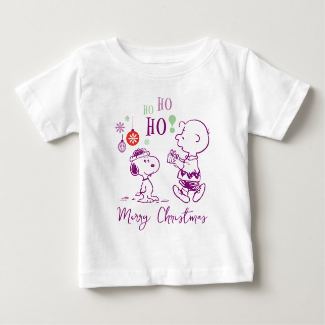 T-shirt Pour Bébé cacahuètes | Snoopy & Charlie Brown Ho Ho Ho (Devant)