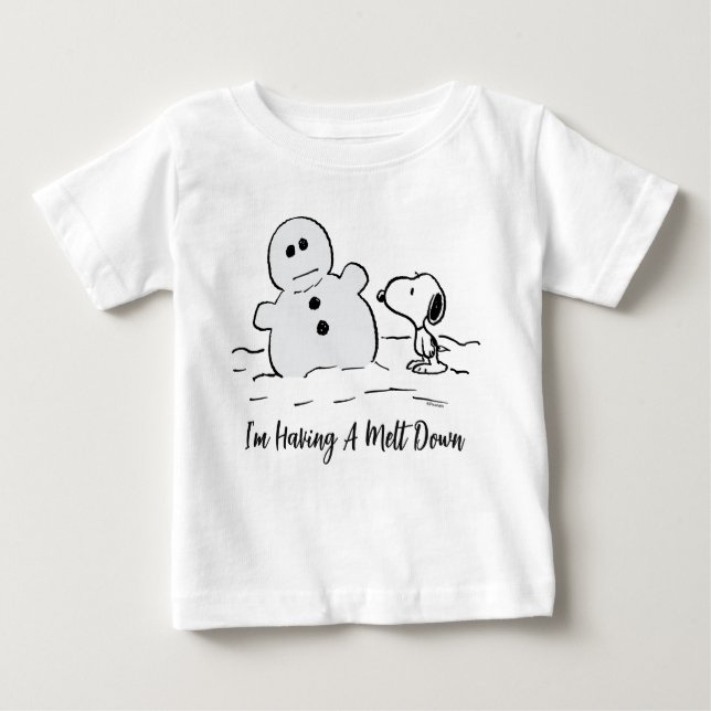 T-shirt Pour Bébé cacahuètes | Snoopy Construit Un Snowman (Devant)