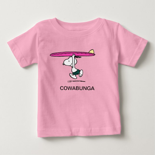 T-shirt Pour Bébé cacahuètes | Snoopy Courir sur le Surf (Devant)